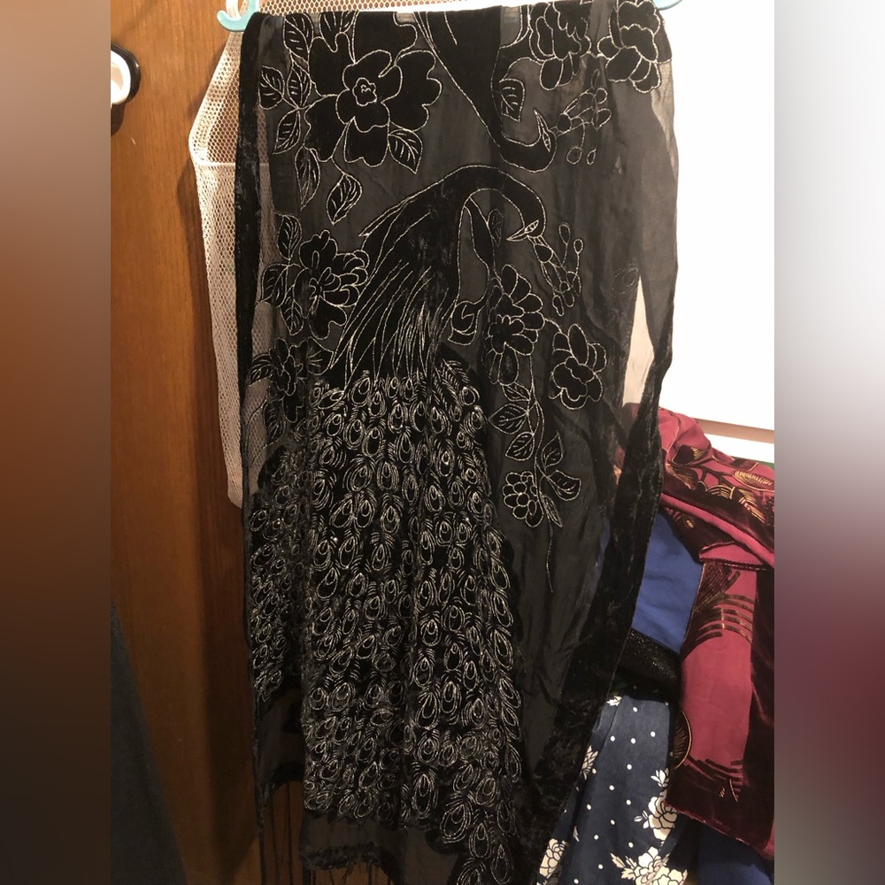 Beautiful Burnt Velvet Peacock Scarf- 726 $30 or $25 w/offer